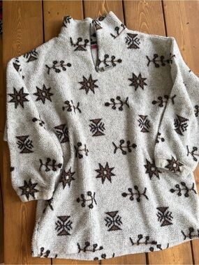 Match Sportswear Southwestern Sherpa Fleece Quarter Zip Pullover Oversized